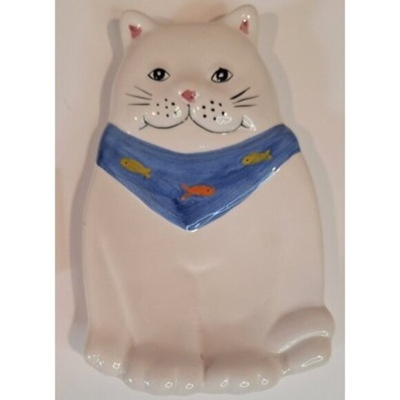 Cat With Blue Bandana Spoon Rest Cooks Club Vintage 90s - Picture 1 of 9